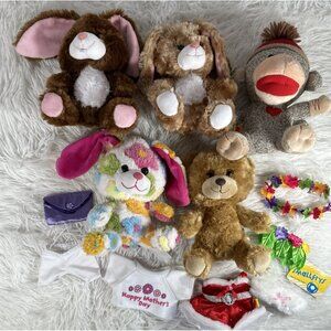Build-A-Bear BAB Smallfry Stuffed Plush Lot of 5 Bear, Bunny, Sock Monkey (2010)
